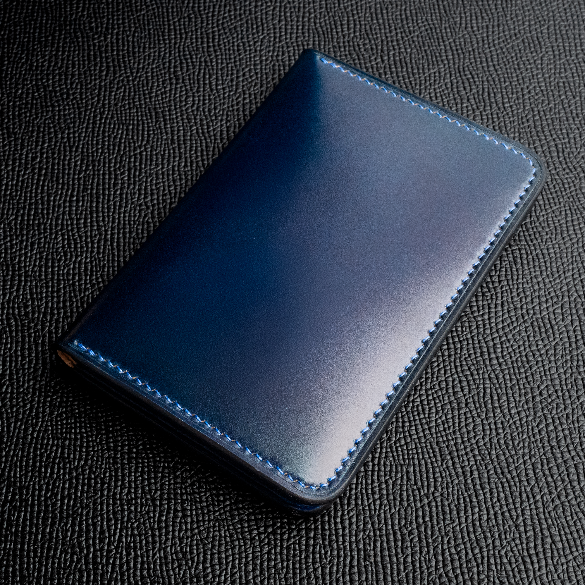 In-Stock: #50.2 Navy Japanese Shell Cordovan/French Chévre Compact Bifold Wallet