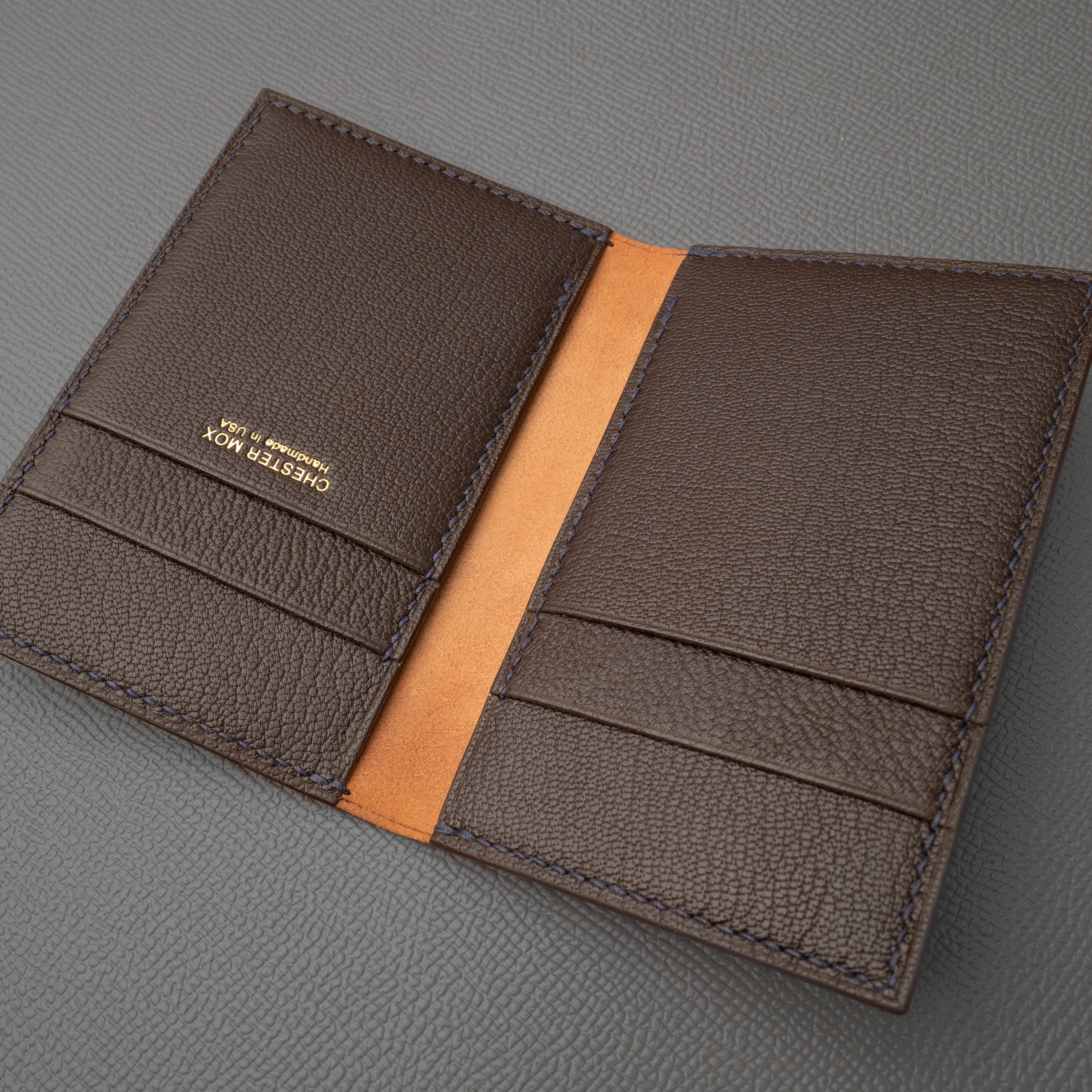 In-Stock: #54 Brown Italian Shell French Chévre Leather Combo Compact Bifold