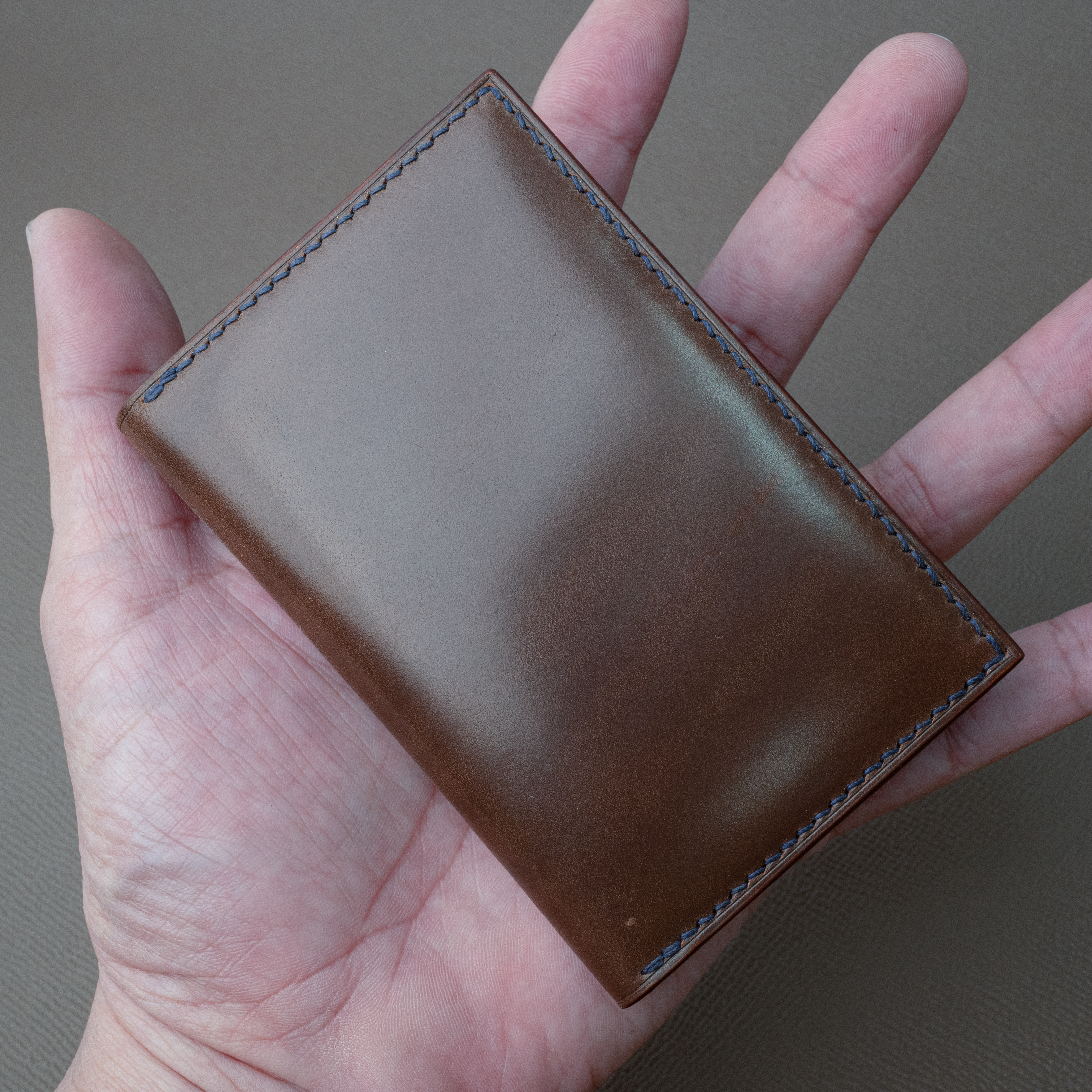In-Stock: #54 Brown Italian Shell French Chévre Leather Combo Compact Bifold