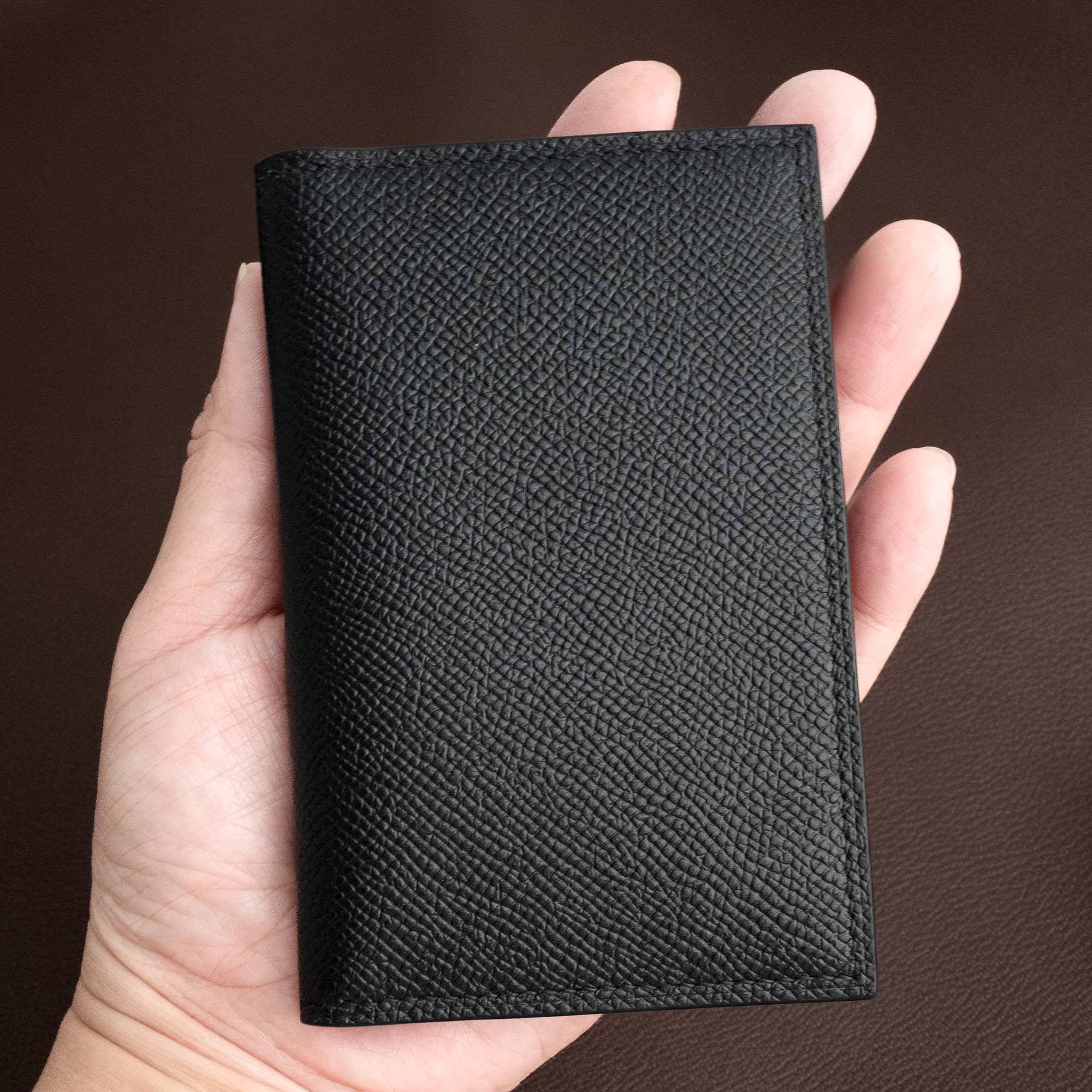 In-Stock: #89 Black Waprolux Calf/French Chévre Compact Bifold Wallet