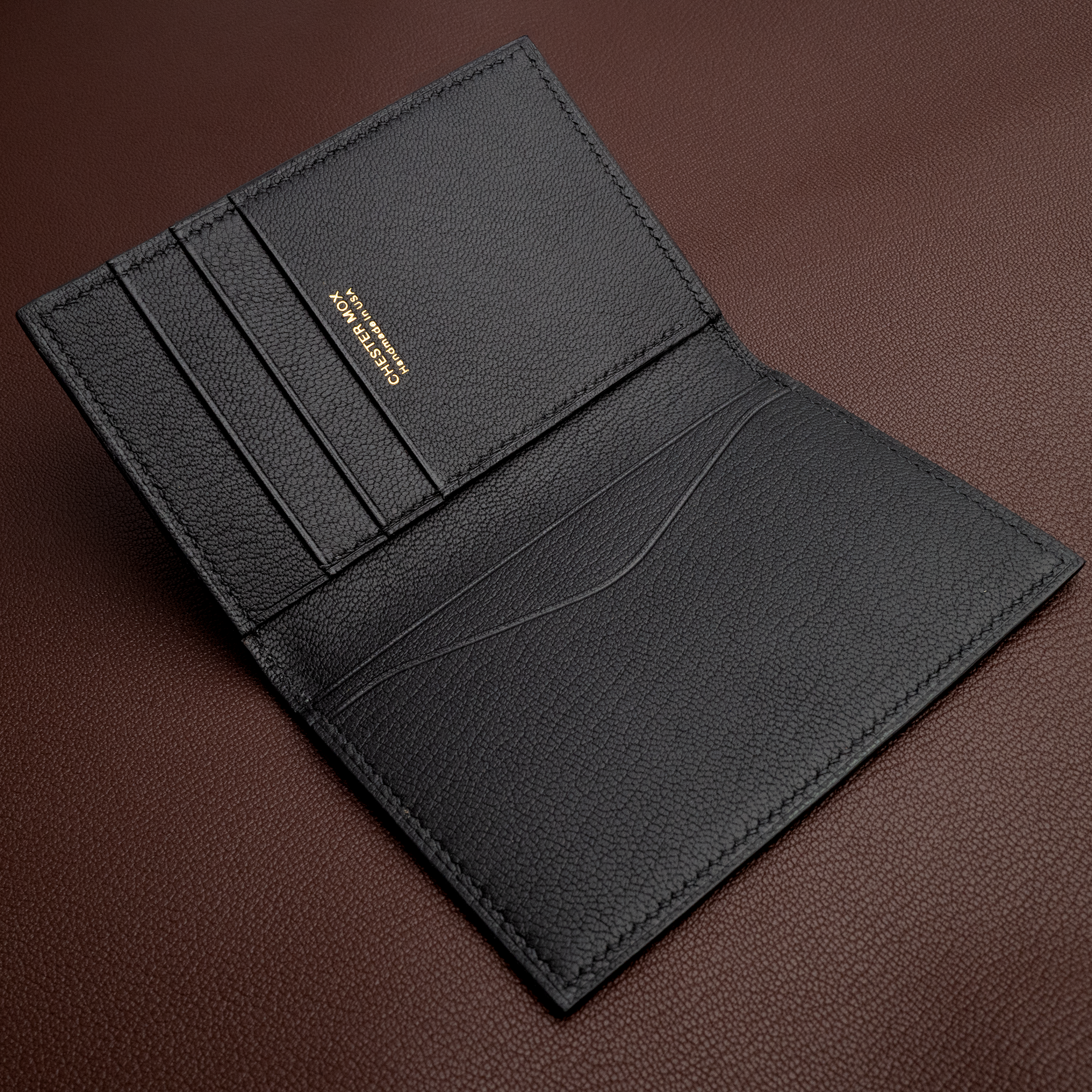 In-Stock: #89 Black Waprolux Calf/French Chévre Compact Bifold Wallet