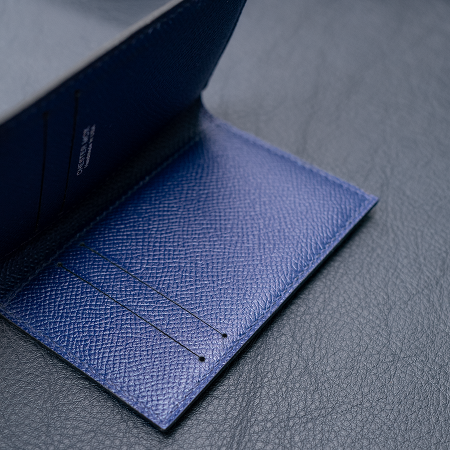 In-Stock: #50 Royal Blue Waprolux Calf Compact Bifold