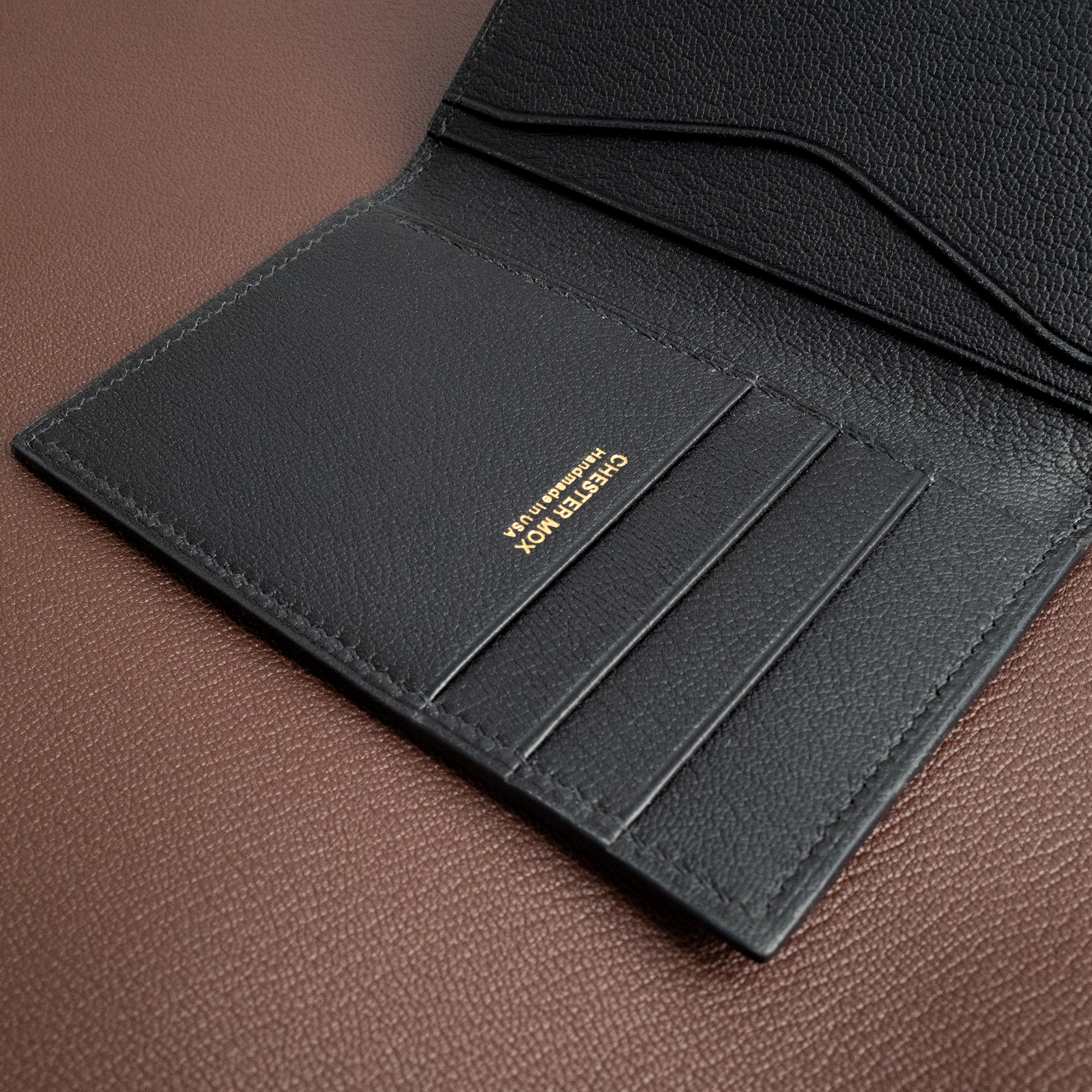 In-Stock: #89 Black Waprolux Calf/French Chévre Compact Bifold Wallet