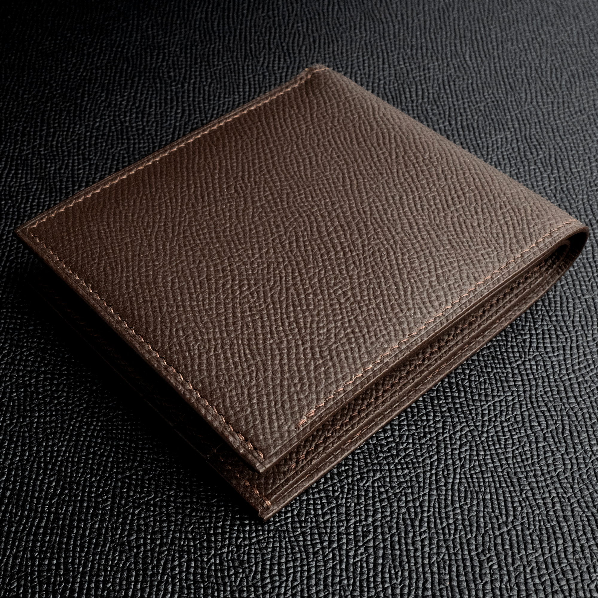 In-stock: #90 Dark Brown Epsom Calf Bifold Wallet