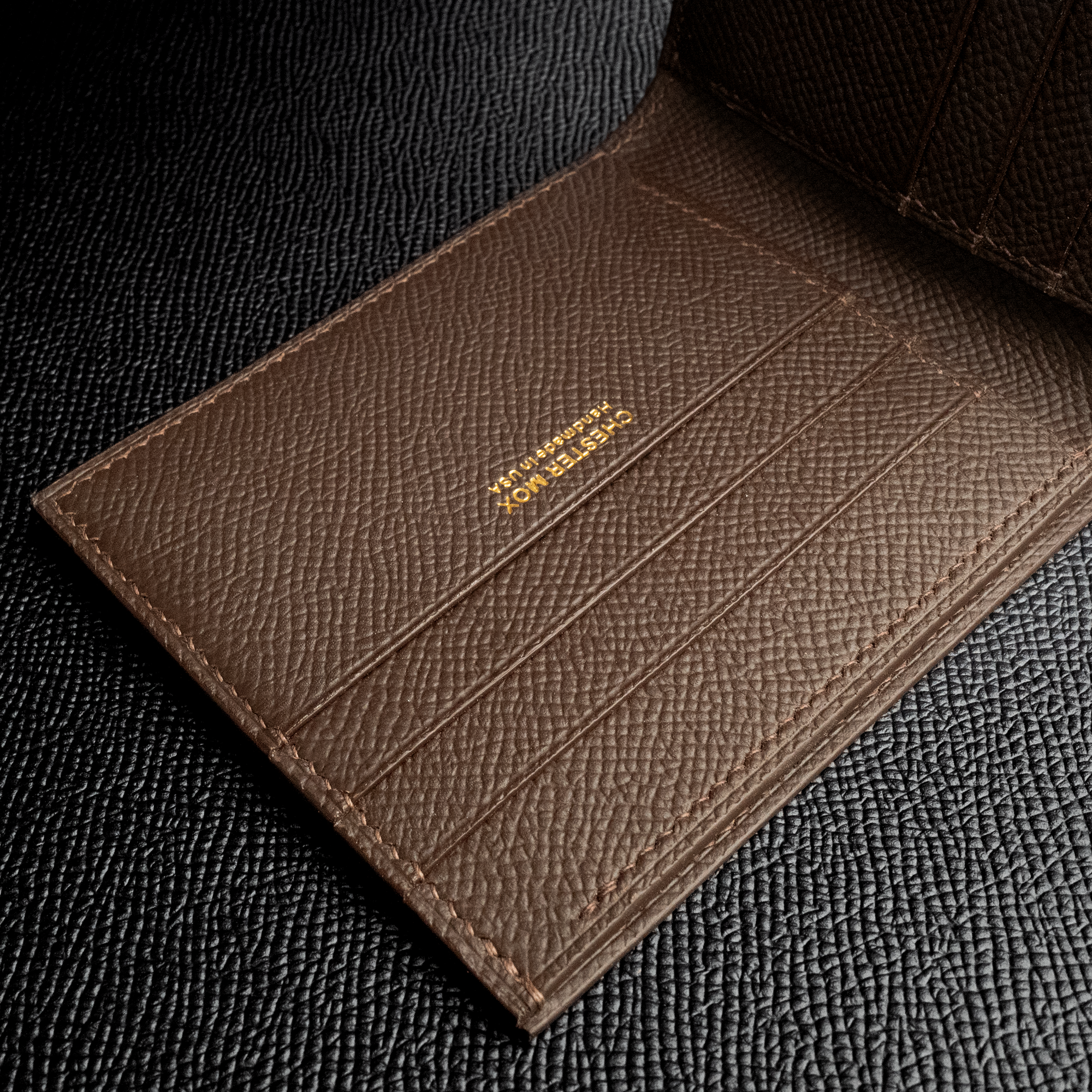 In-stock: #90 Dark Brown Epsom Calf Bifold Wallet