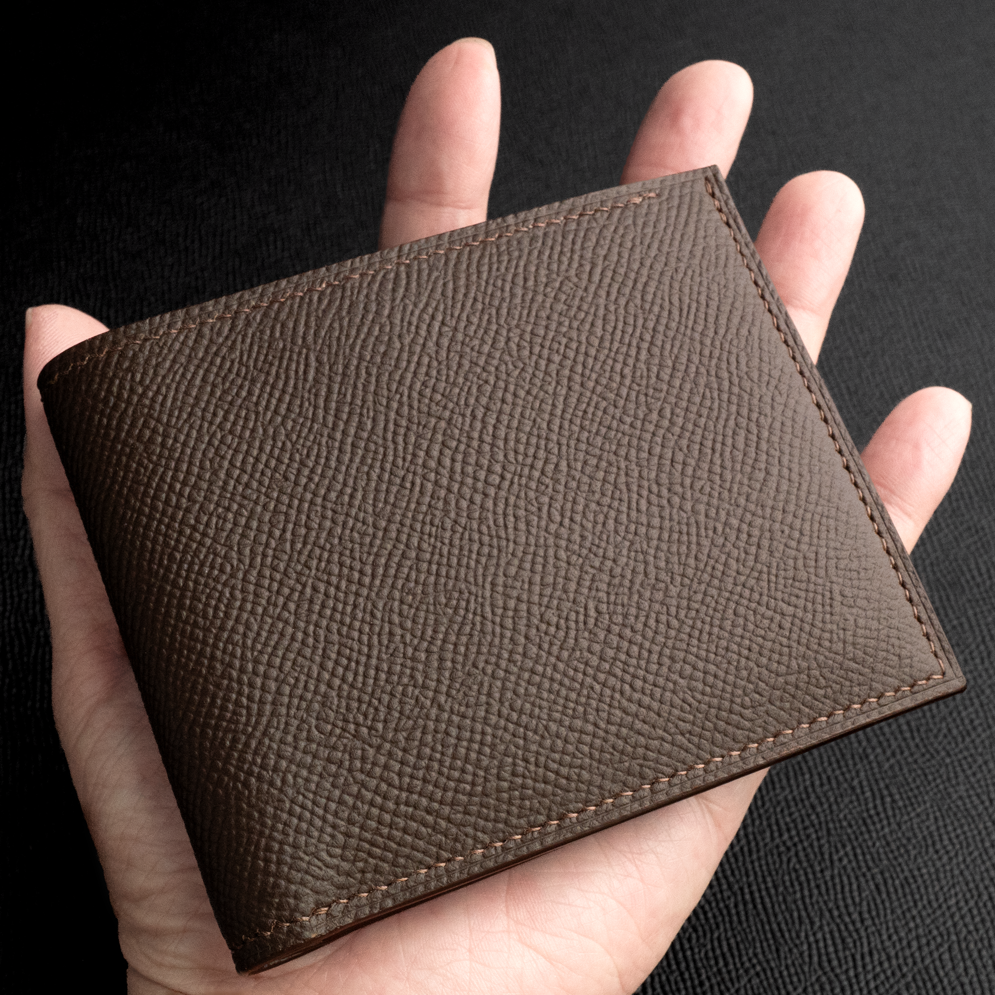 In-stock: #90 Dark Brown Epsom Calf Bifold Wallet