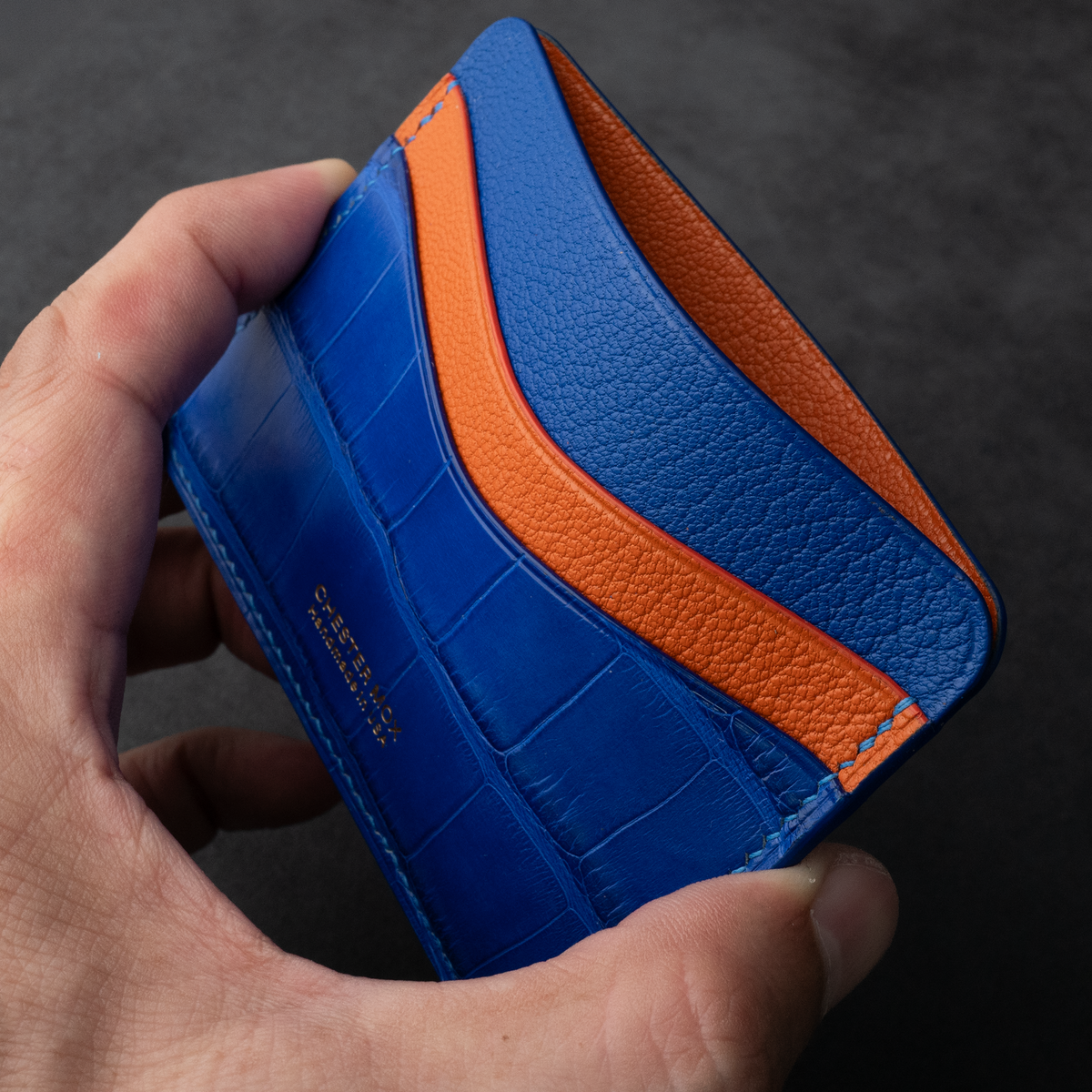 In-Stock: #56 DUAL Side American Alligator + French Chèvre Leather Slim Wallet