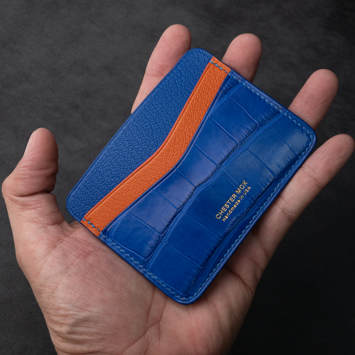 In-Stock: #56 DUAL Side American Alligator + French Chèvre Leather Slim Wallet