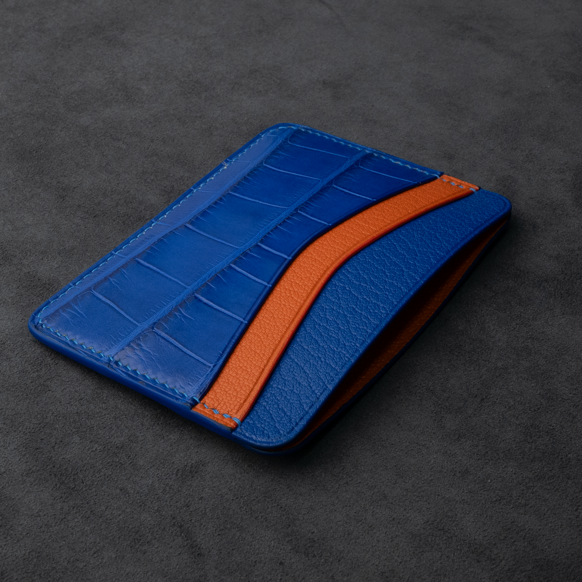In-Stock: #56 DUAL Side American Alligator + French Chèvre Leather Slim Wallet