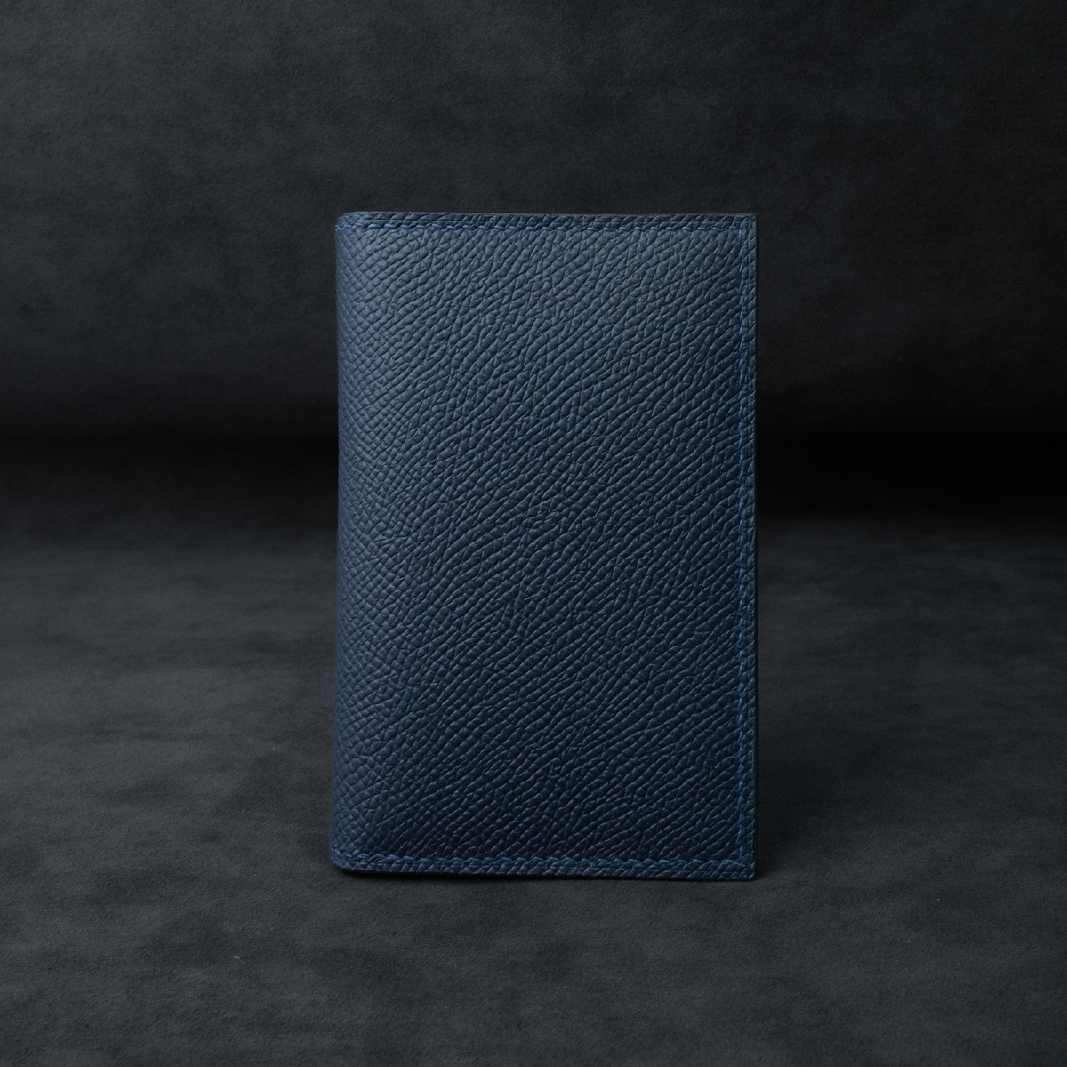 In-Stock: #54 Marine Waprolux Calf/Navy French Chévre Leather Combo Compact Bifold