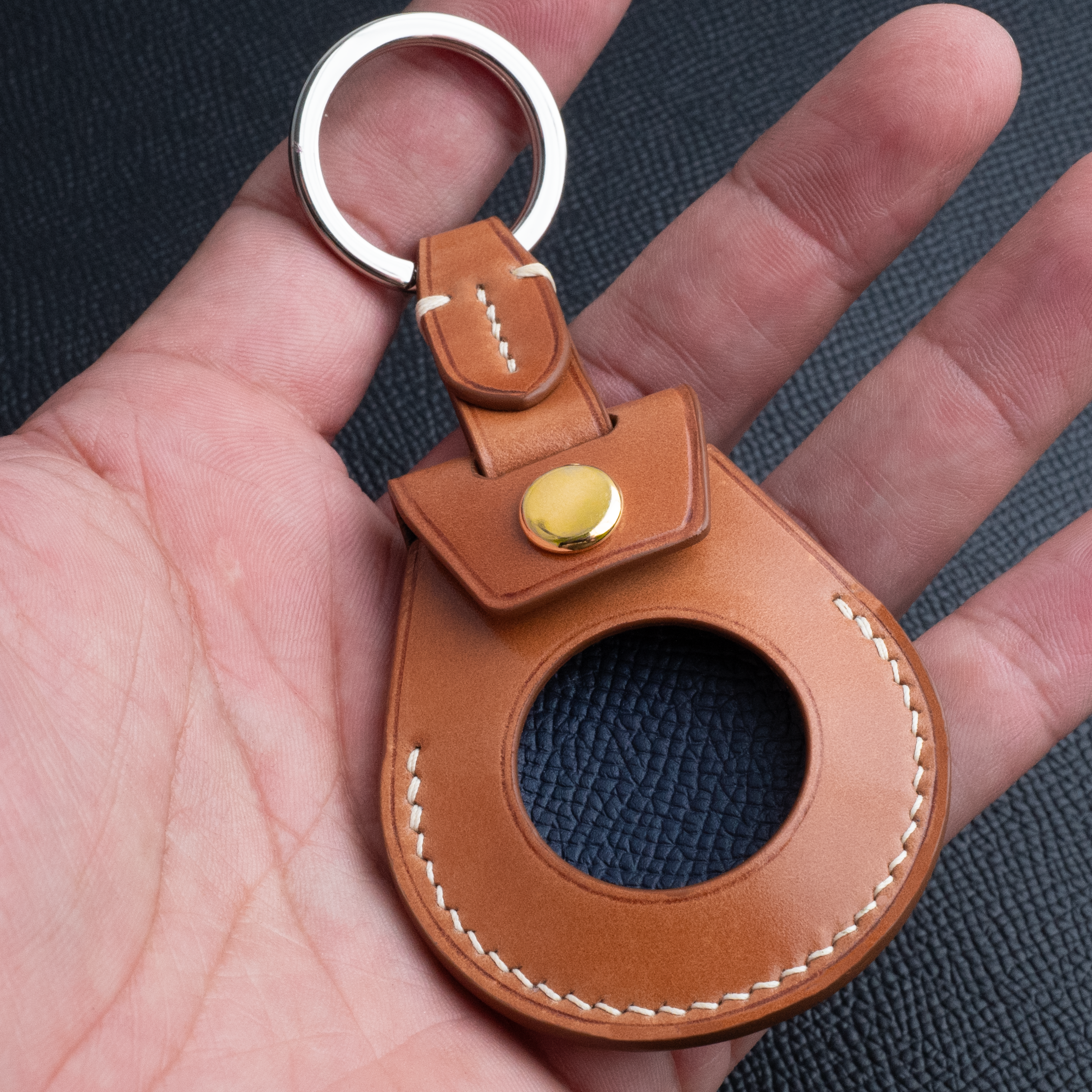 Japanese Shell Cordovan Apple AirTag Key Ring