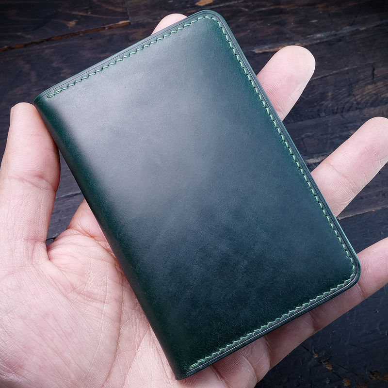 #50.2 Italian Shell Cordovan & French Chèvre Combo Leather Compact Bifold