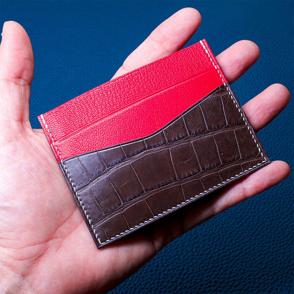 In-stock: #57 Dual Side Alligator Chèvre Card Case