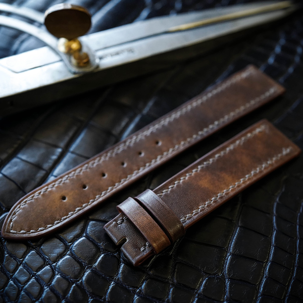Museum Calf Leather 20/18mm Watch Strap Double Loop